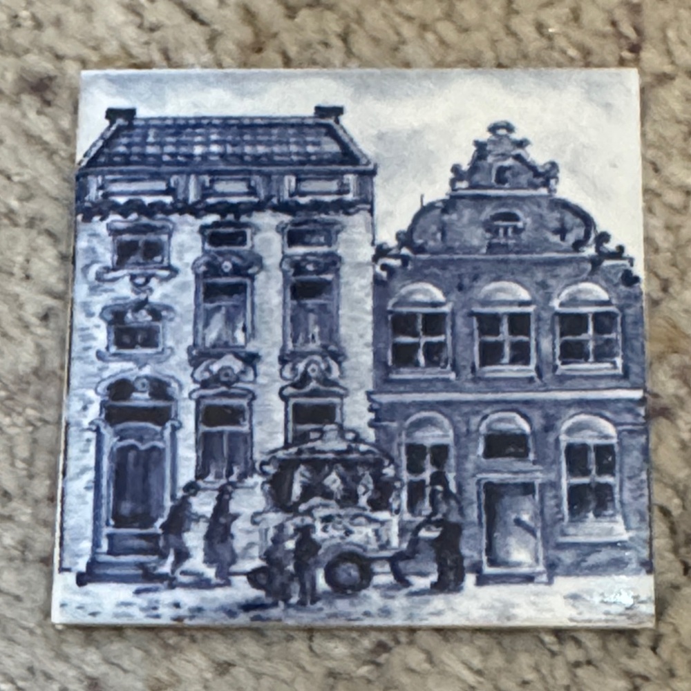 6 Collector’s Vintage Village KLM Dutch Airlines Blue and White Ceramic Art Tile